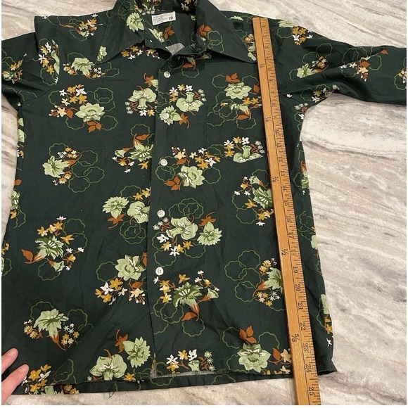 Vtg 70s Floral Cottage Core Mod GoGo Disco Button-Down Shirt JC Penney Womens 18 - Picture 11 of 14